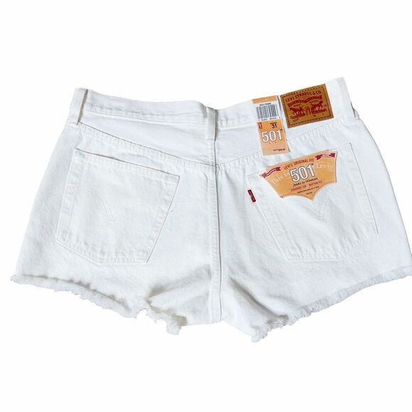 Levi’s Women’s 501 High-Rise Button Fly White Cut Off Denim Shorts Size 31 NEW - Picture 4 of 10